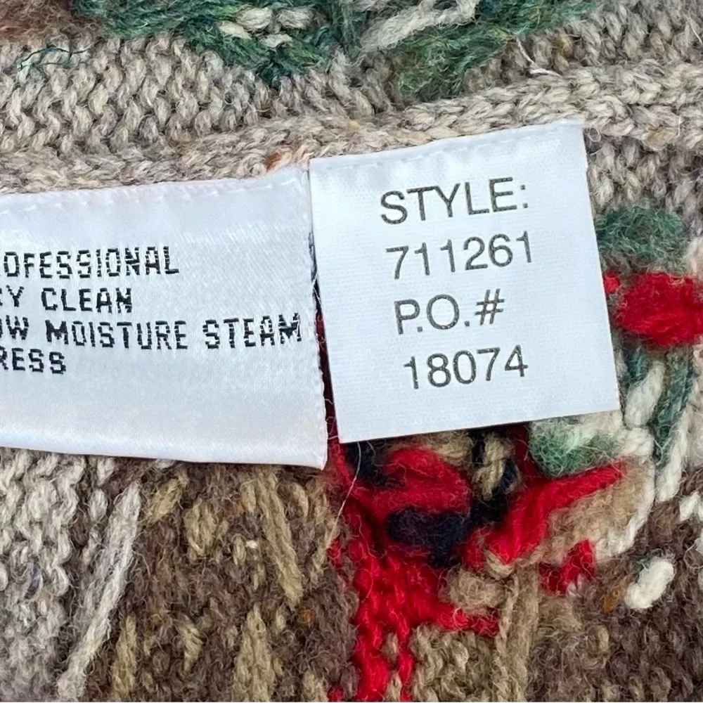 Talbots Vintage Lambswool Zip Front Christmas Sweater Cardigan - Picture 8 of 8